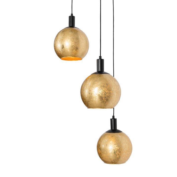 Suspension design noir avec verre doré 3 lumières - Bert