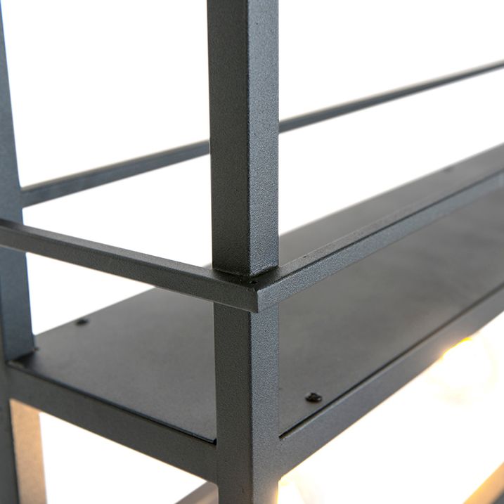 Hänglampa svart med hyllplan 4-ljus - Cage Rack