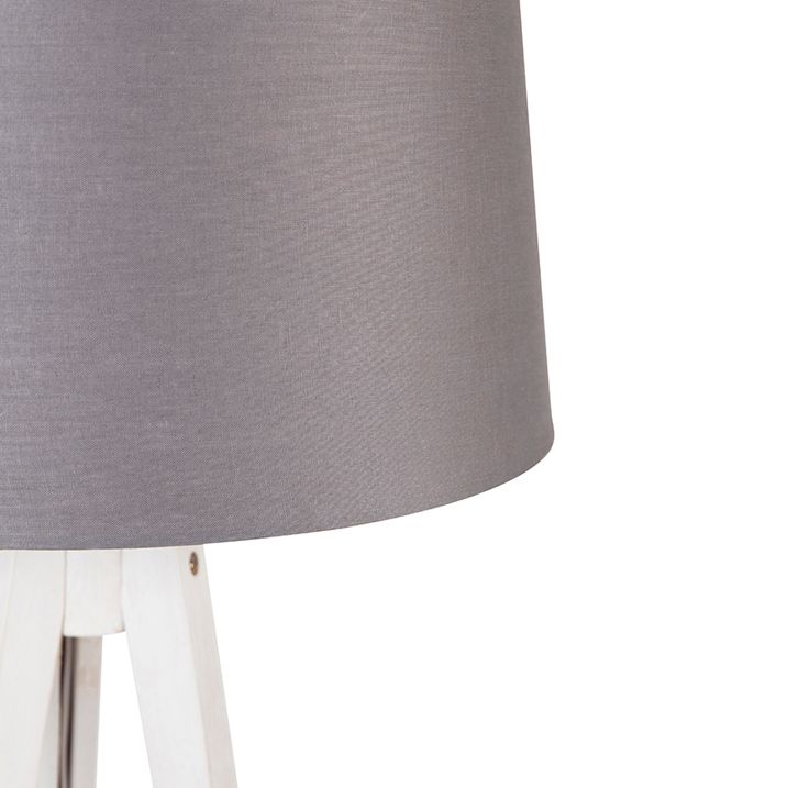 Moderní stojan bílý s plátěným stínítkem tmavě šedá 45 cm - Tripod Classic
