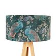Moderní-stojací-lampa-dřevěná-s látkovým-stínítkem-černý-páv-50-cm---Tripod-Classic