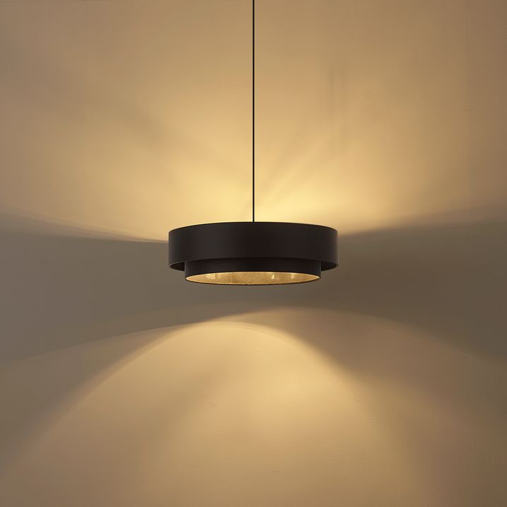 Moderne hanglamp zwart 50cm 3-lichts - Drum Duo