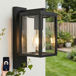 Felinar inteligent de perete pentru exterior negru IP44 incl. Wifi ST64 - Charlois