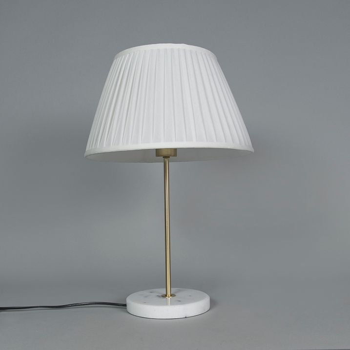 Candeeiro de mesa retro em latão com abajur plissado creme 35 cm - Kaso