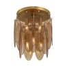 Art Deco plafondlamp goud met amber glas ovaal 6-lichts - Mochan