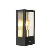 Aplique-de-pared-exterior-negro-con-sensor-crepuscular-dorado---Rotterdam
