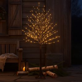 Božićna podna lampa braon drvo 180cm uklj. LED sa tajmerom IP44 - Ki