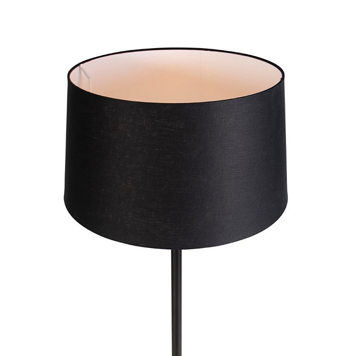 Grīdas lampa melna ar lina abažūru melna 45 cm - Simplo