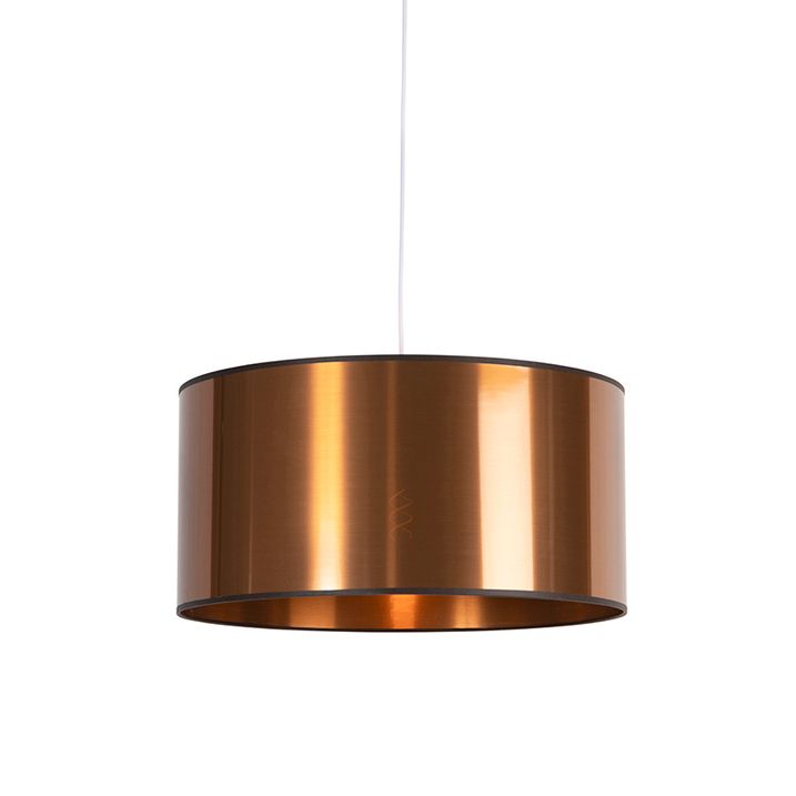 Závěsné svítidlo v art deco stylu bílé s měděným stínítkem 50 cm - Pendel