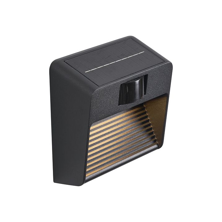 Wandlamp zwart incl. LED IP54 met bewegingssensor Solar - Border