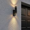 Llambë Moderne Muri për Jashtë, e Zezë me 2 Drita IP44 me Sensor Lëvizjeje - Dubbla