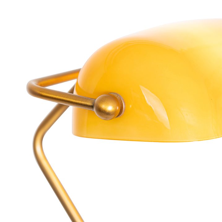 Klasická stojací lampa notáře bronzová s jantarovým sklem - Banker