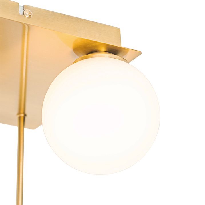 Moderne Deckenleuchte Gold mit Opalglas 5-Licht - Athen