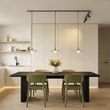Moderni-sistem-šinske-rasvjete-crni-sa-2-reflektora-i-3-viseće-lampe-zelene-1-fazni---Slimline-Uzzy-Panzi