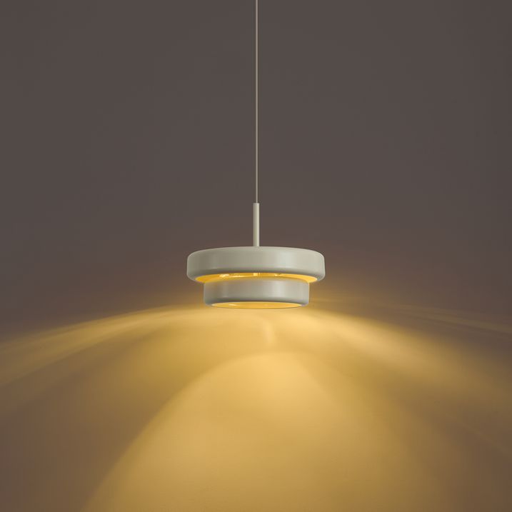 Retro hanglamp beige met metalen kap - Ophelia