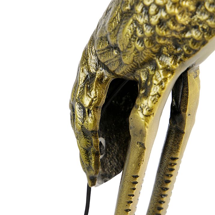 Vintage stojací lampa mosazný textilní stínidlo černé - Animal Crane