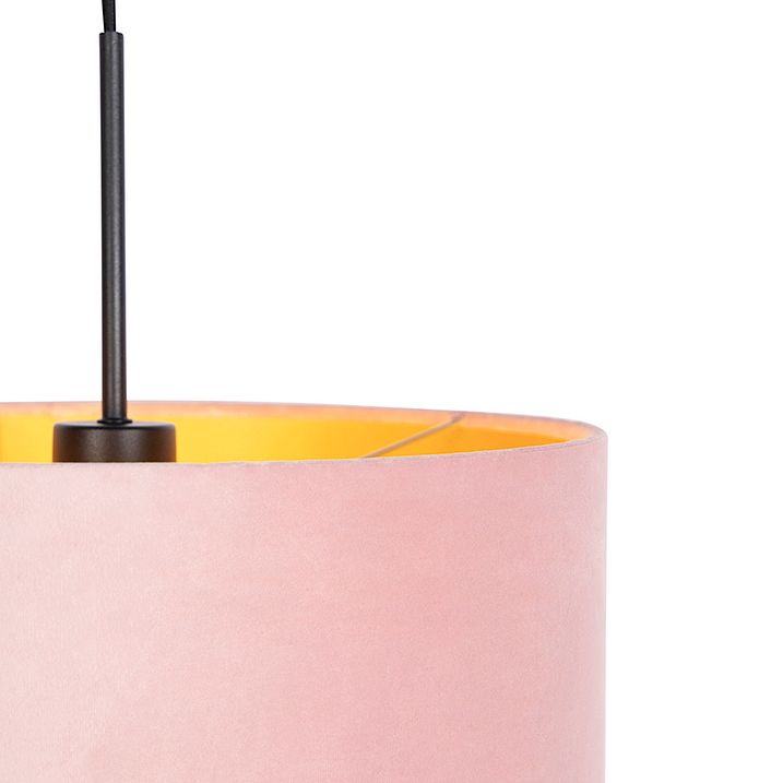 Ripatslamp roosa sametkattega ja kullaga 35 cm - Combi