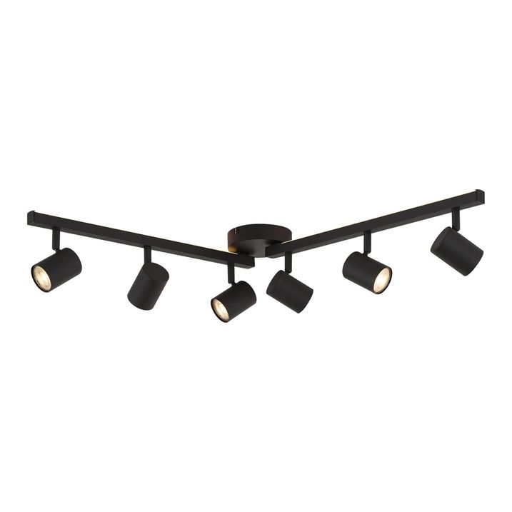 Moderne sort 6-lys GU10 50mm takspot med baklys og 3-veis bryter - Back Up