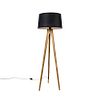 Rustikálny trojnohý vintage drevený s tienidlom z ľanu čierny 45 cm - Tripod Classic