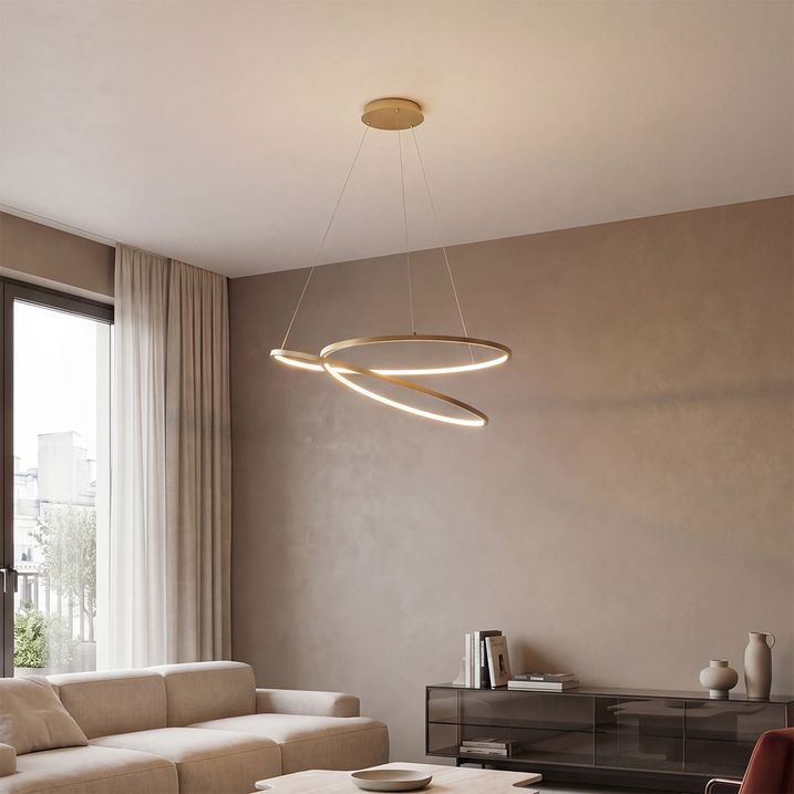 Design-Pendelleuchte Gold 72 cm inkl. LED 3-stufig dimmbar - Rowan