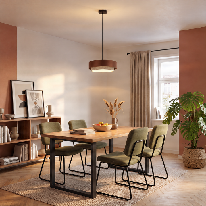 Modern függőlámpa sötét bronz színben, taupe színnel 50 cm 3-lámpás - Drum Duo