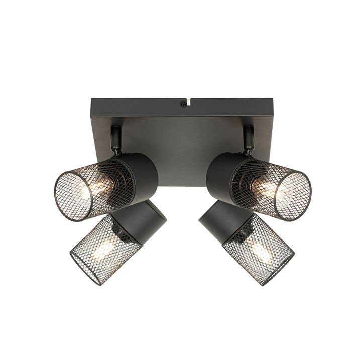 Industrial Ceiling Spot Black 4-Light Adjustable - Jim