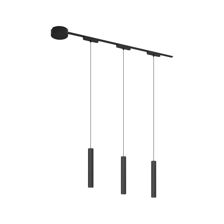 Modern Track Lighting System with 3 Black Pendant Lights 1-Phase - Magnetic Cassie