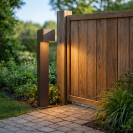 Lámpara de exterior marrón óxido de 65 cm con LED IP64, luz tenue y solar - Charlene