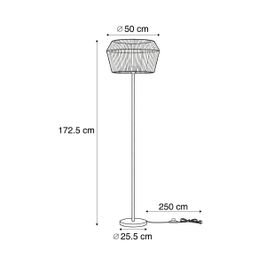 Golvlampa-svart-med-skärm-i-brunt-pappersrep-50/50/30---Simplo