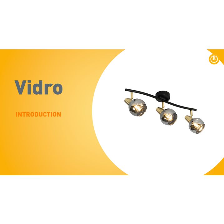 Plafoniera Art Déco vetro fumé nero 3 luci - VIDRO