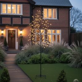 Árbol de Navidad negro de 200 cm con LED IP44 - Vixen