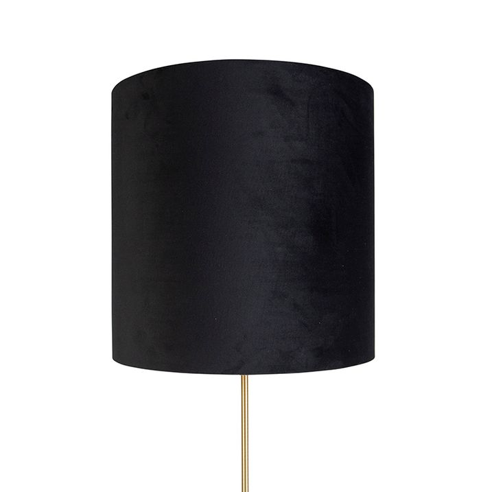Lampadaire or/laiton avec abat-jour en velours noir 40/40 cm - Parte