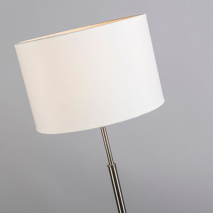 Moderne vloerlamp staal met witte kap - VT