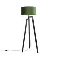 Floor-Lamp-Tripod-Black-with-Green-Lampshade-and-Gold-50-cm---Puros