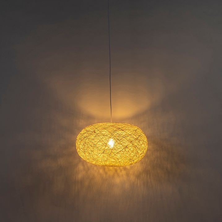 Candeeiro de suspensão rústico branco 50 cm - Corda Flat