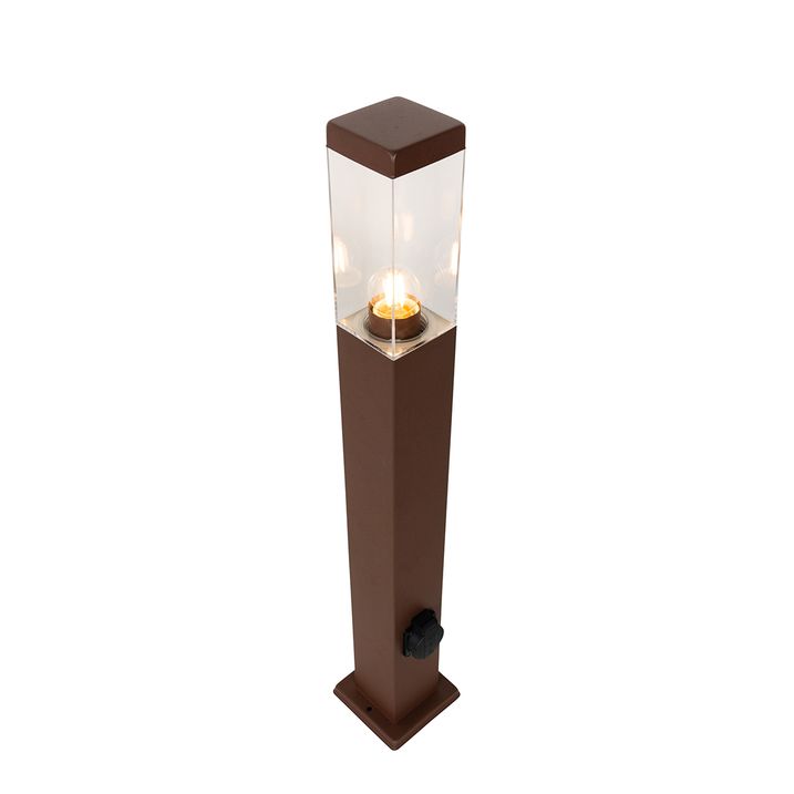 Spoljna lampa rđasto smeđa 80 cm sa utičnicom IP44 - Malios