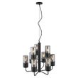 Lustre-moderne-noir-avec-verre-fumé-9-lumières---Laura