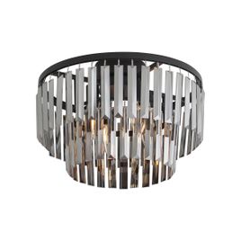 Hotel Chic Ceiling Lamp Black with Smoke Glass 4-Light - Amel