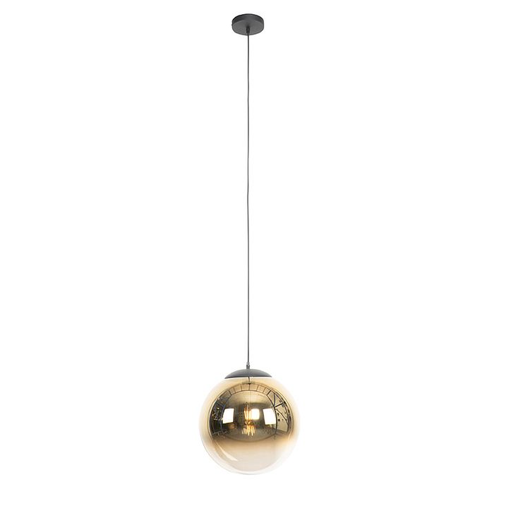 Art Deco Pendelleuchte schwarz mit Goldglas 33 cm - Pallon