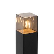 Buitenlamp-zwart-met-smoke-glas-met-grondpin-en-kabelmof-70cm-IP44---Denmark