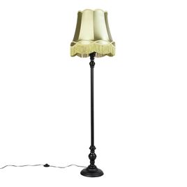Vloerlamp zwart met Granny kap groen - Classico