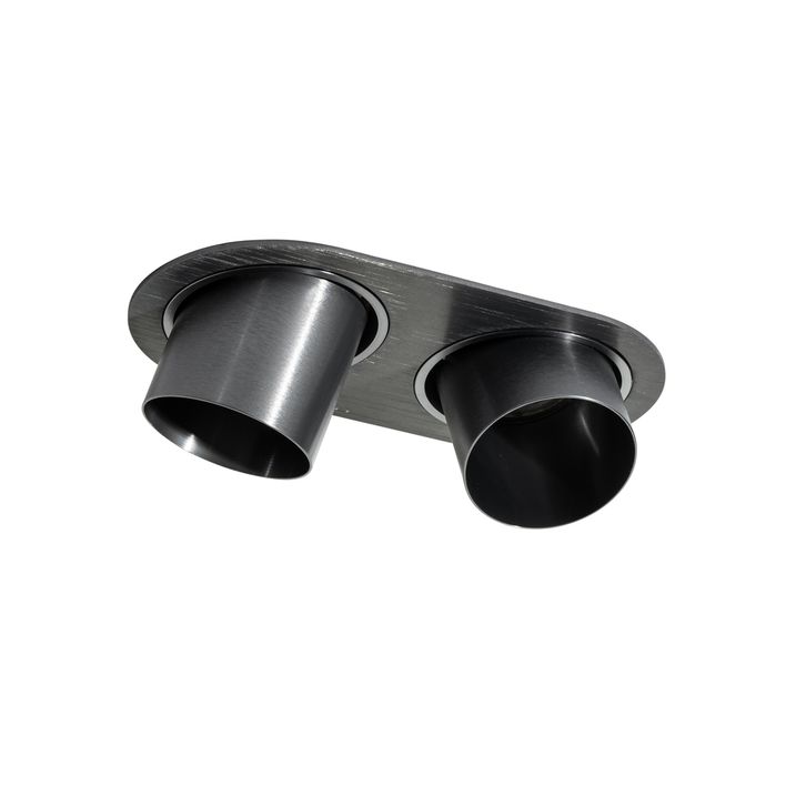 Set van 6 inbouwspots gunmetal GU10 50mm 2-lichts - Installa