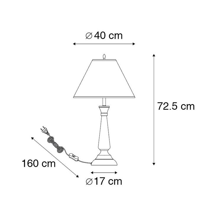 Classic table lamp black with cream shade - Taula