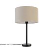 Nowoczesna-lampa-stołowa-czarna-z-jasnobrązowym-abażurem-z-tkaniny-35-cm---Simplo