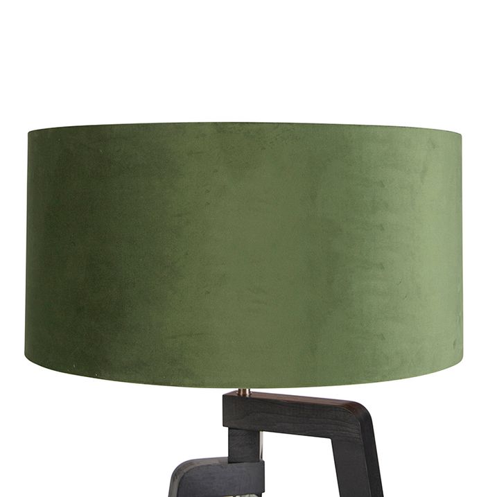 Podna lampa tronožac crna sa zelenom lampom i zlatom 50 cm - Puros