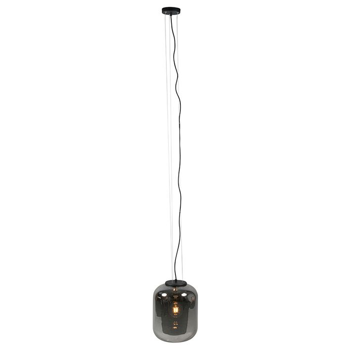 Sada 2 designových závěsných lamp černých s kouřovým sklem - Bliss