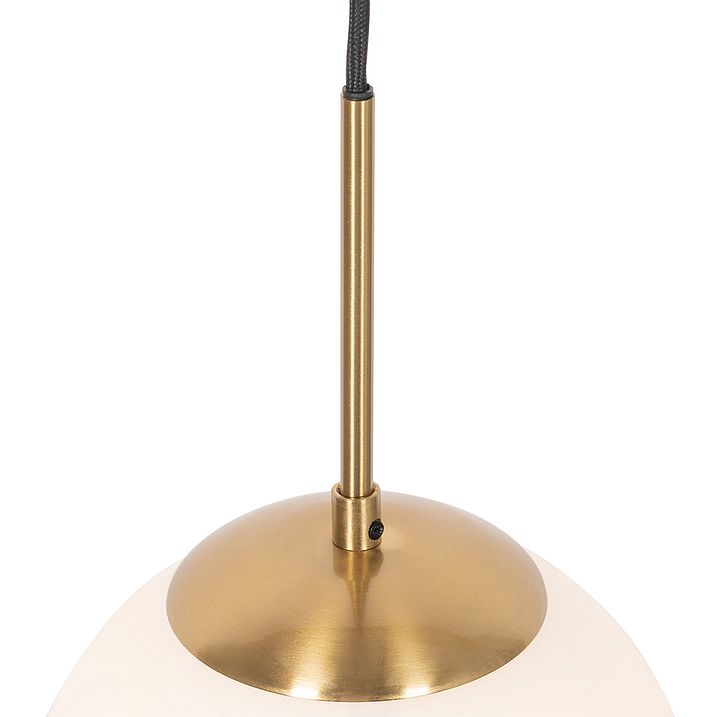 Art Deco závěsná lampa zlatá s opálovým sklem vč. černého jednofázového kolejnicového adaptéru - Slimline Flore
