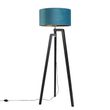 Lampa-podłogowa-trójnóg-czarna-z-niebieskim-kloszem-i-złotem-50-cm---Puros