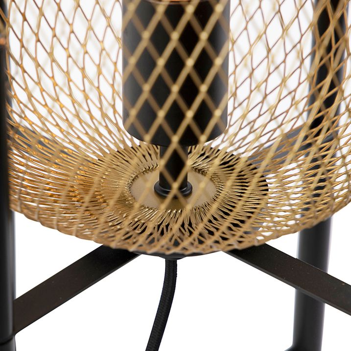 Moderná stolná lampa čierna so zlatom - Bliss Mesh