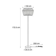Golvlampa-svart-med-beige-pappersrepskärm-50/50/30---Simplo