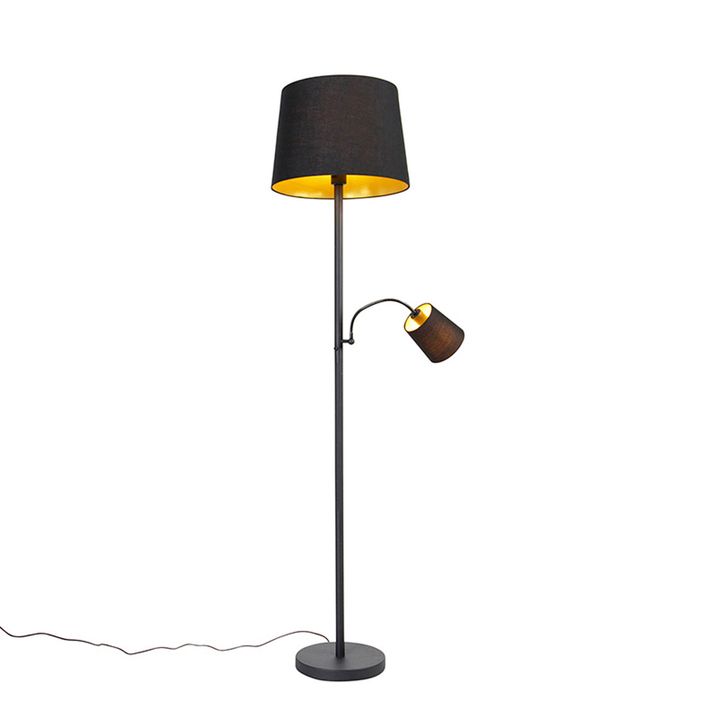 Интелигентна подова лампа черна със злато с Wi-Fi A60 и E14 - Retro